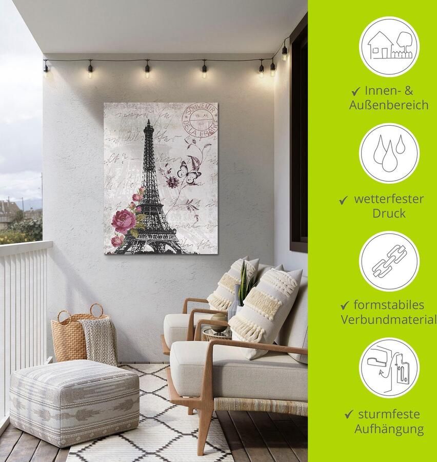 Artland Artprint Eiffeltoren grafiek als artprint van aluminium artprint voor buiten artprint op linnen poster muursticker - Foto 6