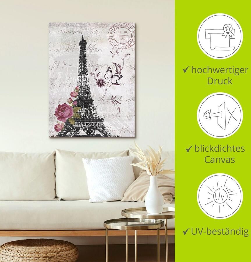 Artland Artprint Eiffeltoren grafiek als artprint van aluminium artprint voor buiten artprint op linnen poster muursticker - Foto 4