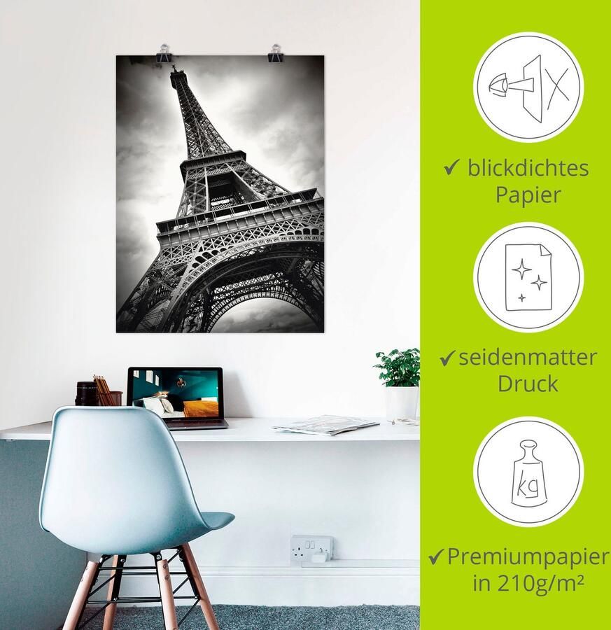 Artland Artprint Eiffeltoren Parijs als artprint op linnen poster in verschillende formaten maten - Foto 2