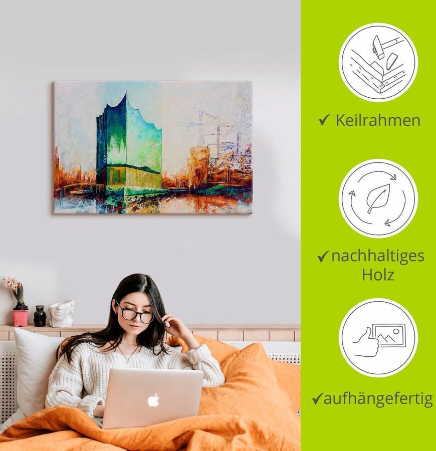 Artland Artprint Elbharmonie Hamburg als artprint op linnen muursticker in verschillende maten - Foto 2