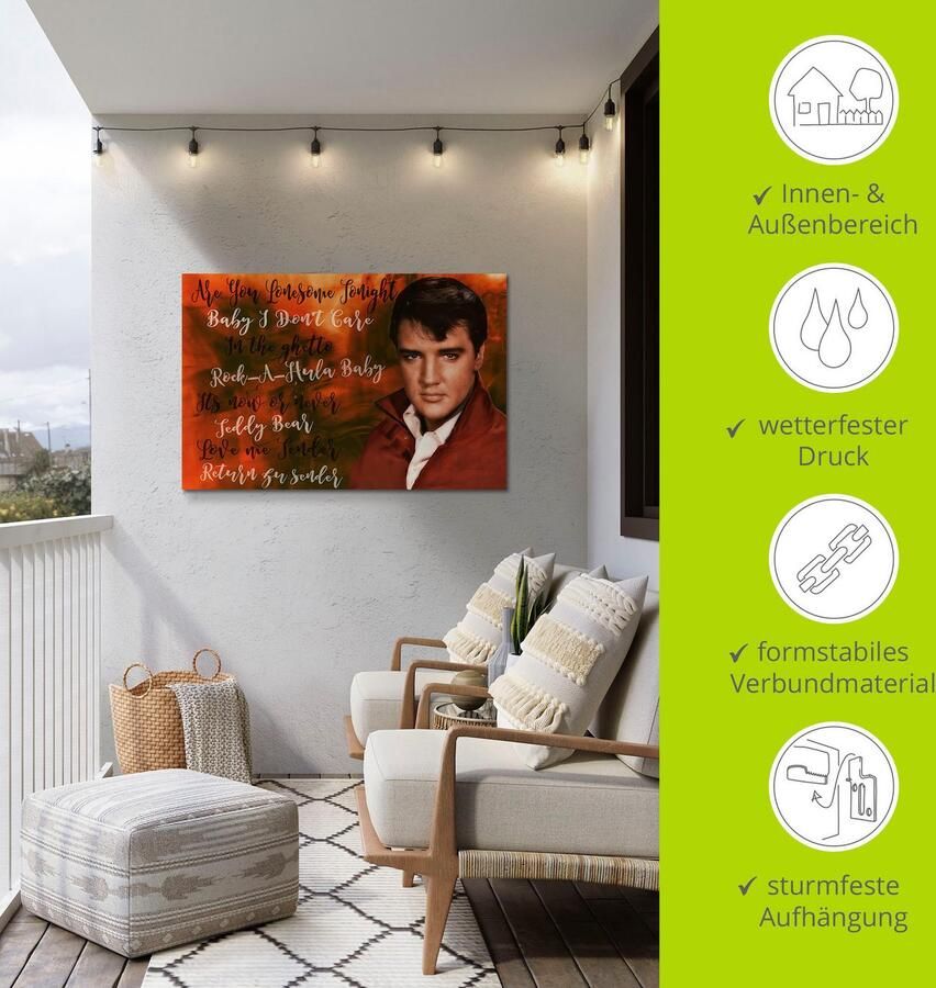 Artland Artprint Elvis ster als artprint van aluminium artprint voor buiten poster in diverse formaten - Foto 5