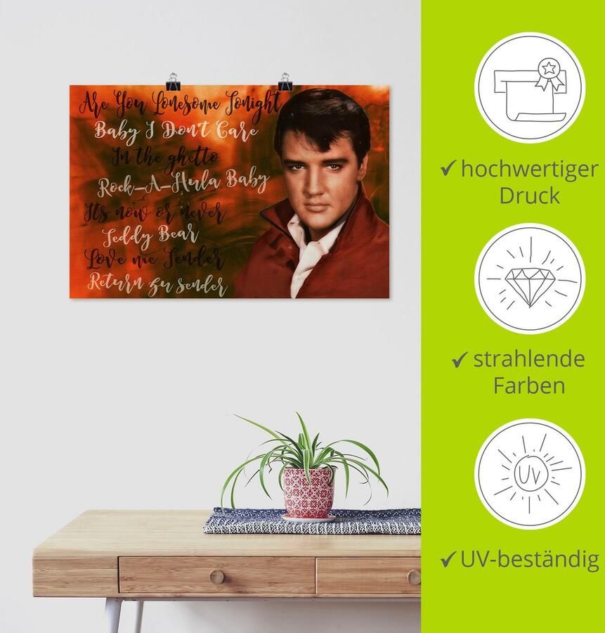 Artland Artprint Elvis ster als artprint van aluminium artprint voor buiten poster in diverse formaten - Foto 4