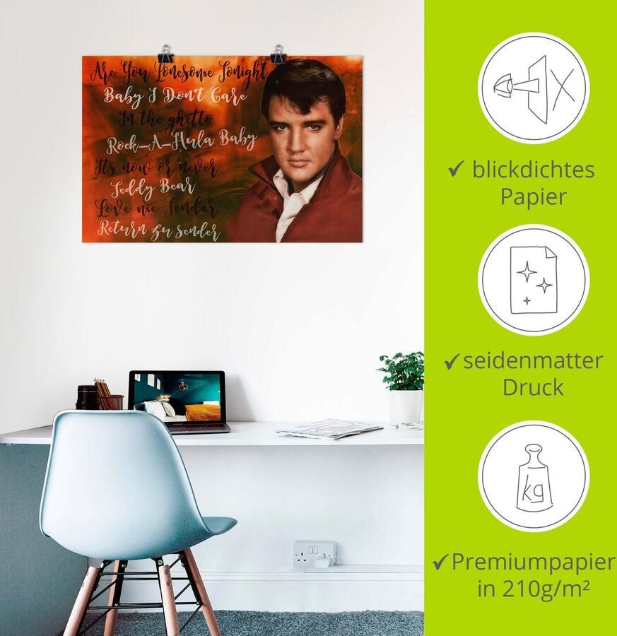 Artland Artprint Elvis ster als artprint van aluminium artprint voor buiten poster in diverse formaten - Foto 3