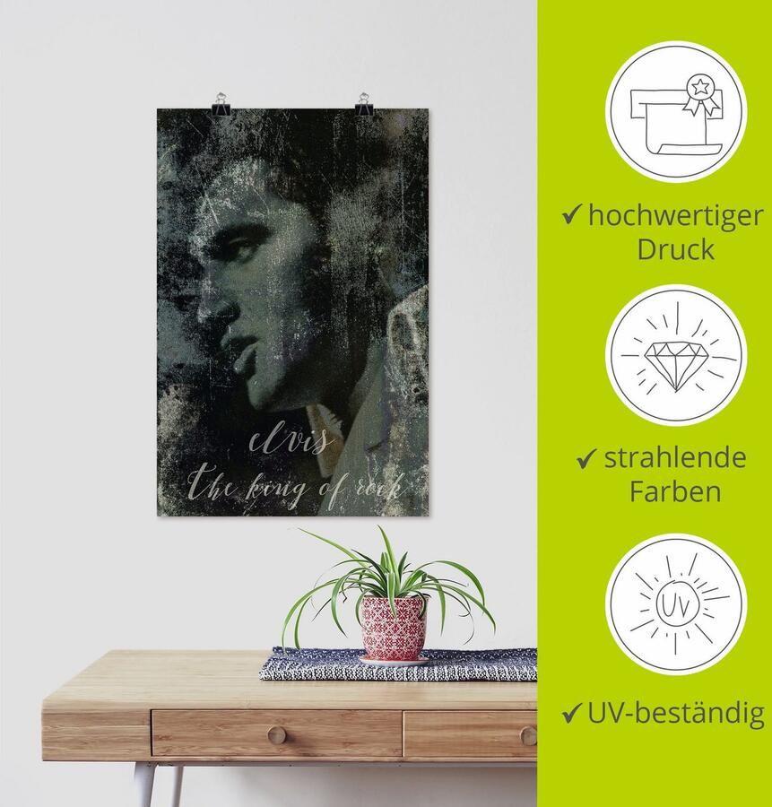Artland Artprint Elvis the King als artprint van aluminium artprint voor buiten artprint op linnen poster muursticker - Foto 3