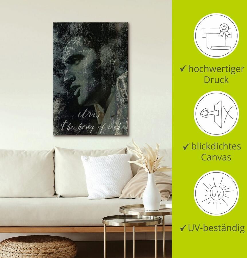 Artland Artprint Elvis the King als artprint van aluminium artprint voor buiten artprint op linnen poster muursticker - Foto 2