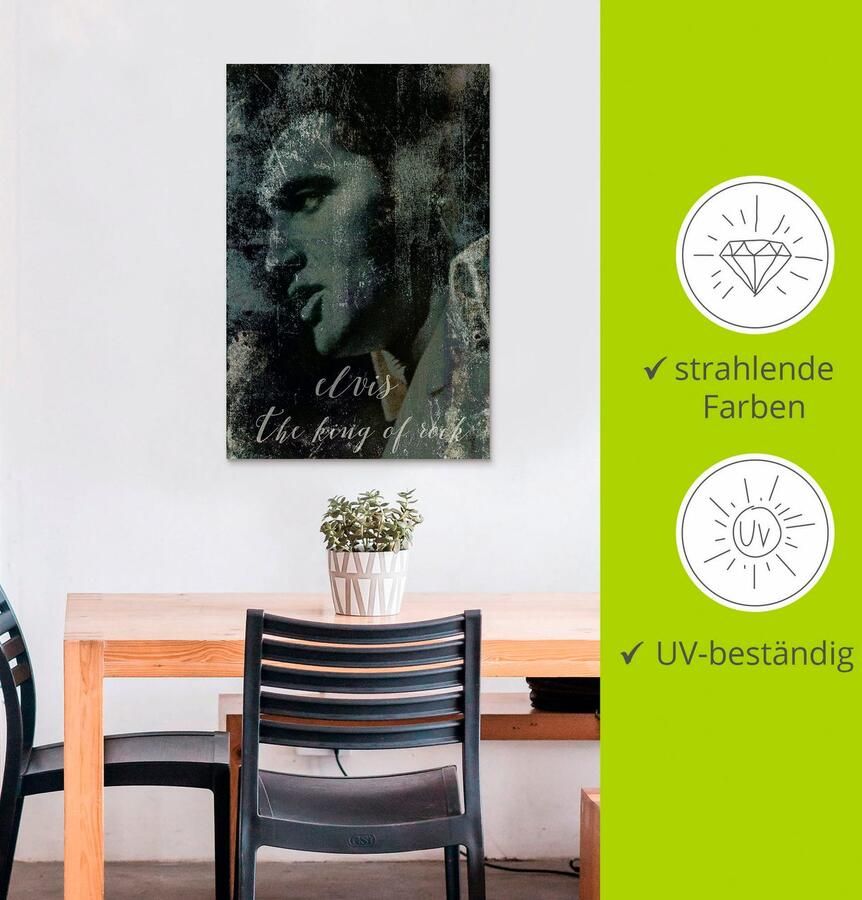 Artland Artprint Elvis the King als artprint van aluminium artprint voor buiten artprint op linnen poster muursticker - Foto 3
