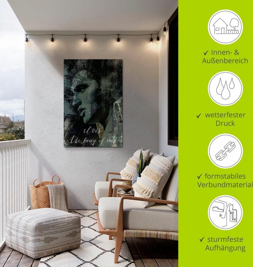 Artland Artprint Elvis the King als artprint van aluminium artprint voor buiten artprint op linnen poster muursticker - Foto 4