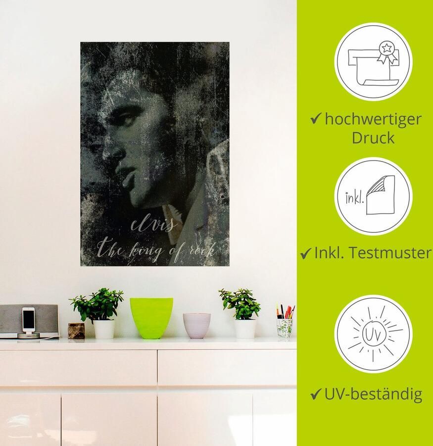 Artland Artprint Elvis the King als artprint van aluminium artprint voor buiten artprint op linnen poster muursticker - Foto 2