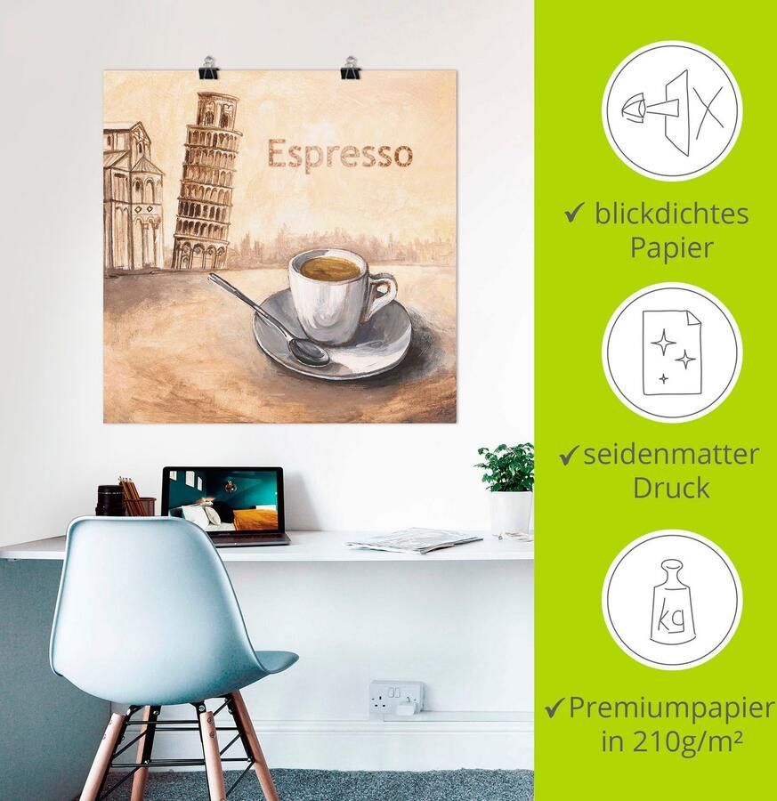 Artland Artprint Espresso in Pisa als artprint op linnen poster in verschillende formaten maten - Foto 2