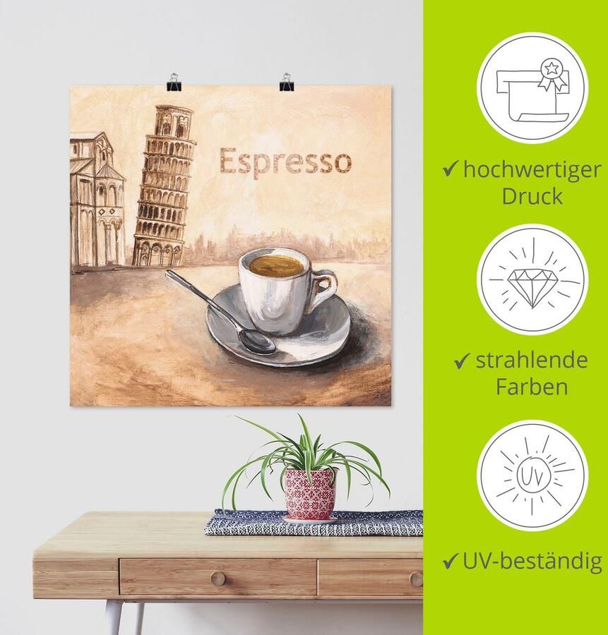 Artland Artprint Espresso in Pisa als artprint op linnen poster in verschillende formaten maten - Foto 3