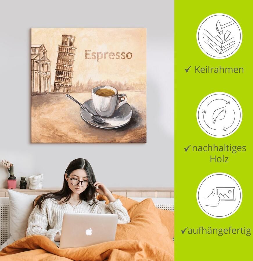 Artland Artprint Espresso in Pisa als artprint op linnen poster in verschillende formaten maten - Foto 2