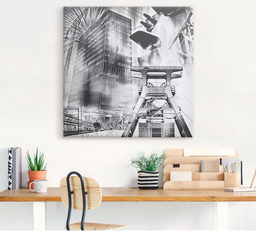 Artland Artprint Essen skyline abstracte collage als artprint op linnen poster muursticker in verschillende maten - Foto 4