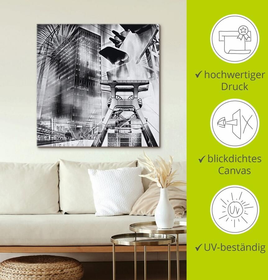 Artland Artprint Essen skyline abstracte collage als artprint op linnen poster muursticker in verschillende maten - Foto 3