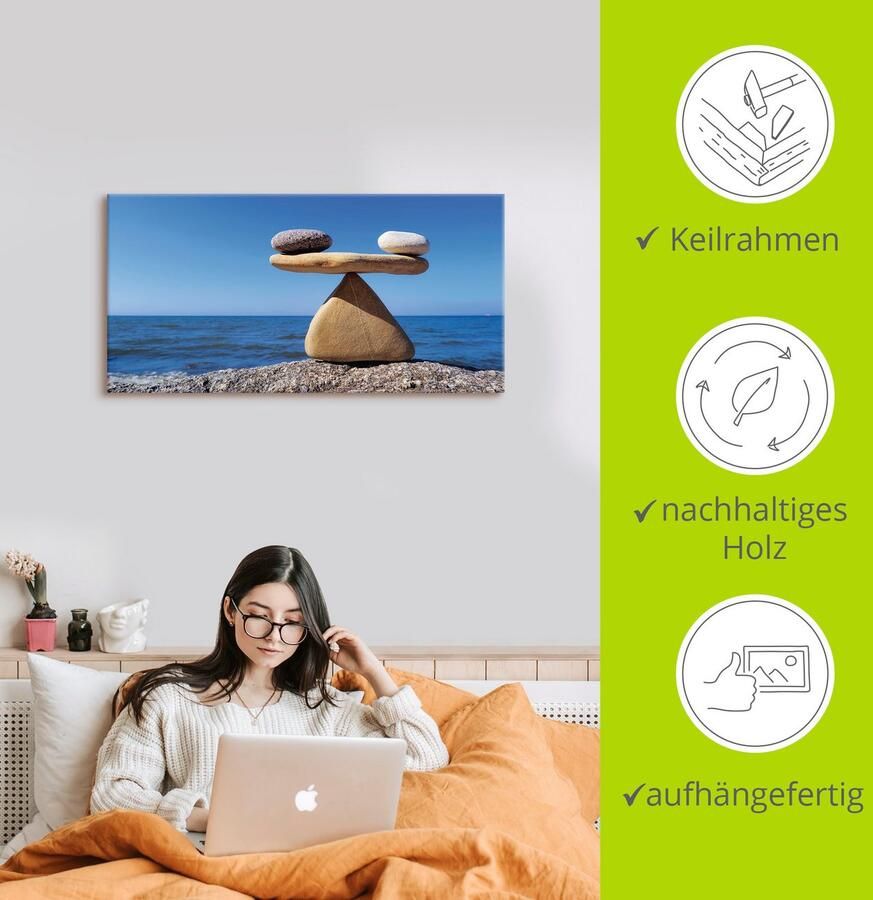 Artland Artprint Evenwicht stenen zee als artprint van aluminium artprint voor buiten artprint op linnen poster muursticker - Foto 3
