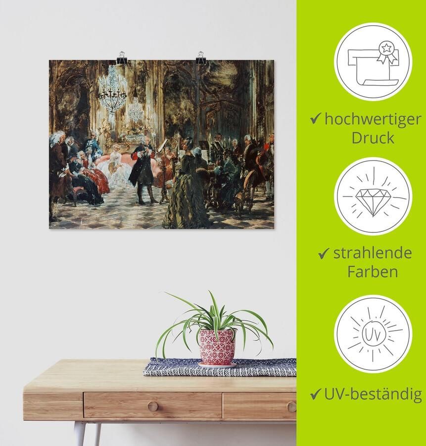 Artland Artprint Fluitconcert Frederik de Grote. als artprint op linnen poster in verschillende formaten maten - Foto 4