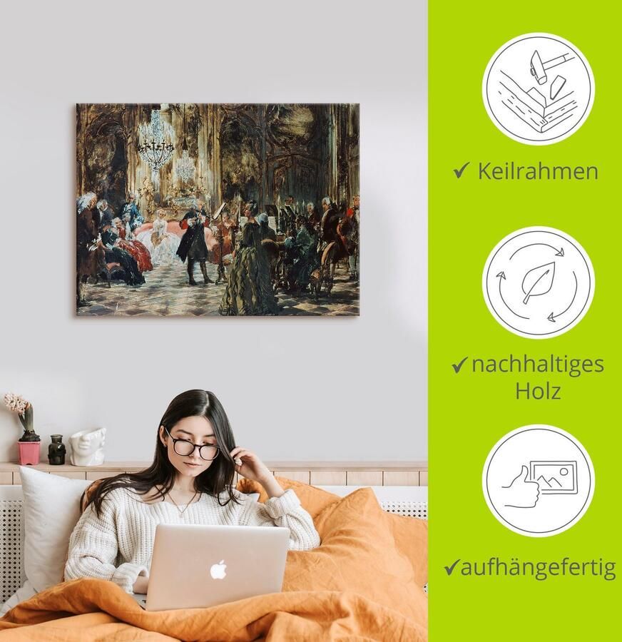 Artland Artprint Fluitconcert Frederik de Grote. als artprint op linnen poster in verschillende formaten maten - Foto 2