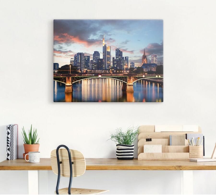 Artland Artprint Frankfurt am Main Skyline II als artprint van aluminium artprint voor buiten artprint op linnen poster in verschillende maten. maten - Foto 5