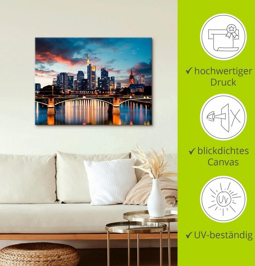 Artland Artprint Frankfurt am Main Skyline II als artprint van aluminium artprint voor buiten artprint op linnen poster in verschillende maten. maten - Foto 3