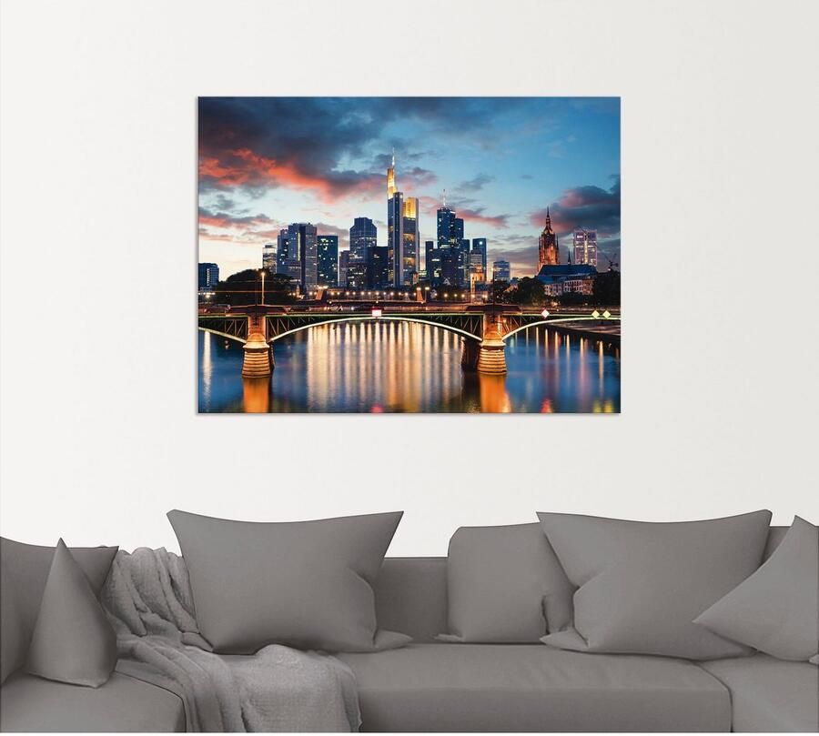 Artland Artprint Frankfurt am Main Skyline II als artprint van aluminium artprint voor buiten artprint op linnen poster in verschillende maten. maten - Foto 6