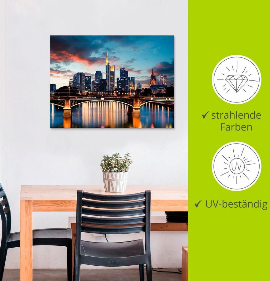 Artland Artprint Frankfurt am Main Skyline II als artprint van aluminium artprint voor buiten artprint op linnen poster in verschillende maten. maten - Foto 3