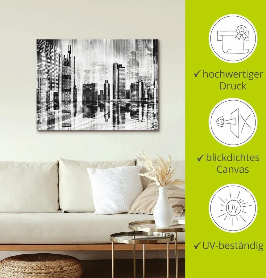 Artland Artprint Frankfurt skyline collage 01 als artprint op linnen muursticker in verschillende maten - Foto 2