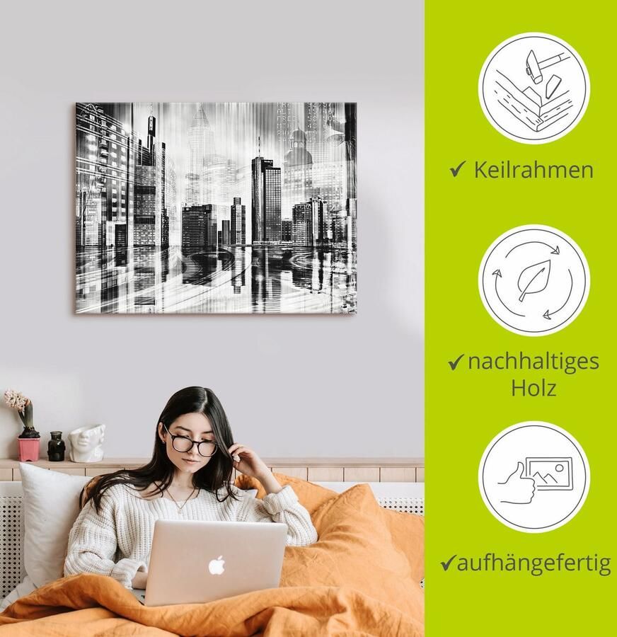 Artland Artprint Frankfurt skyline collage 01 als artprint op linnen muursticker in verschillende maten