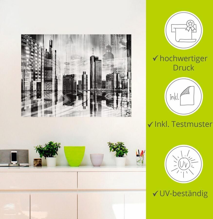 Artland Artprint Frankfurt skyline collage 01 als artprint op linnen muursticker in verschillende maten - Foto 2