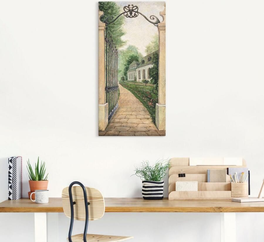 Artland Artprint Fresco blik door het tuinpoortje als artprint op linnen poster in verschillende formaten maten - Foto 4