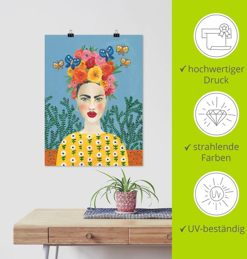 Artland Artprint Frida-hoofdsieraad I als artprint op linnen poster muursticker in verschillende maten - Foto 4