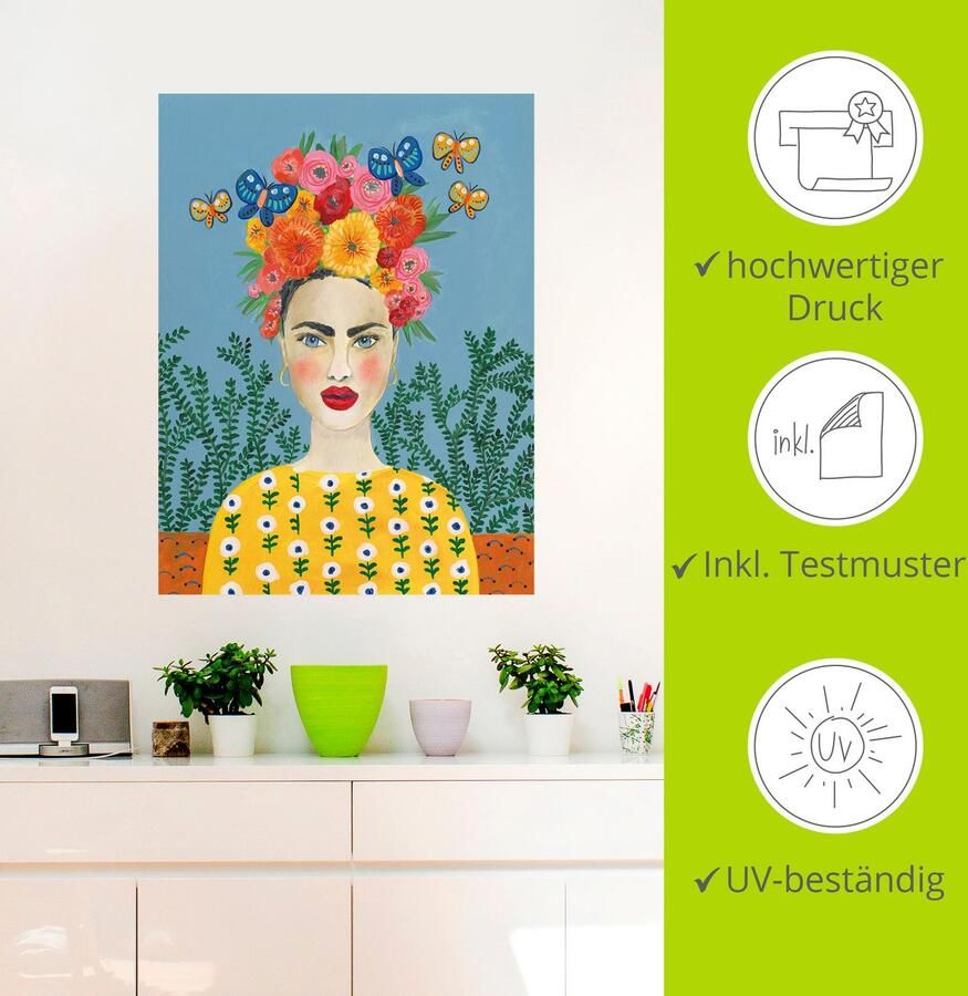 Artland Artprint Frida-hoofdsieraad I als artprint op linnen poster muursticker in verschillende maten - Foto 3