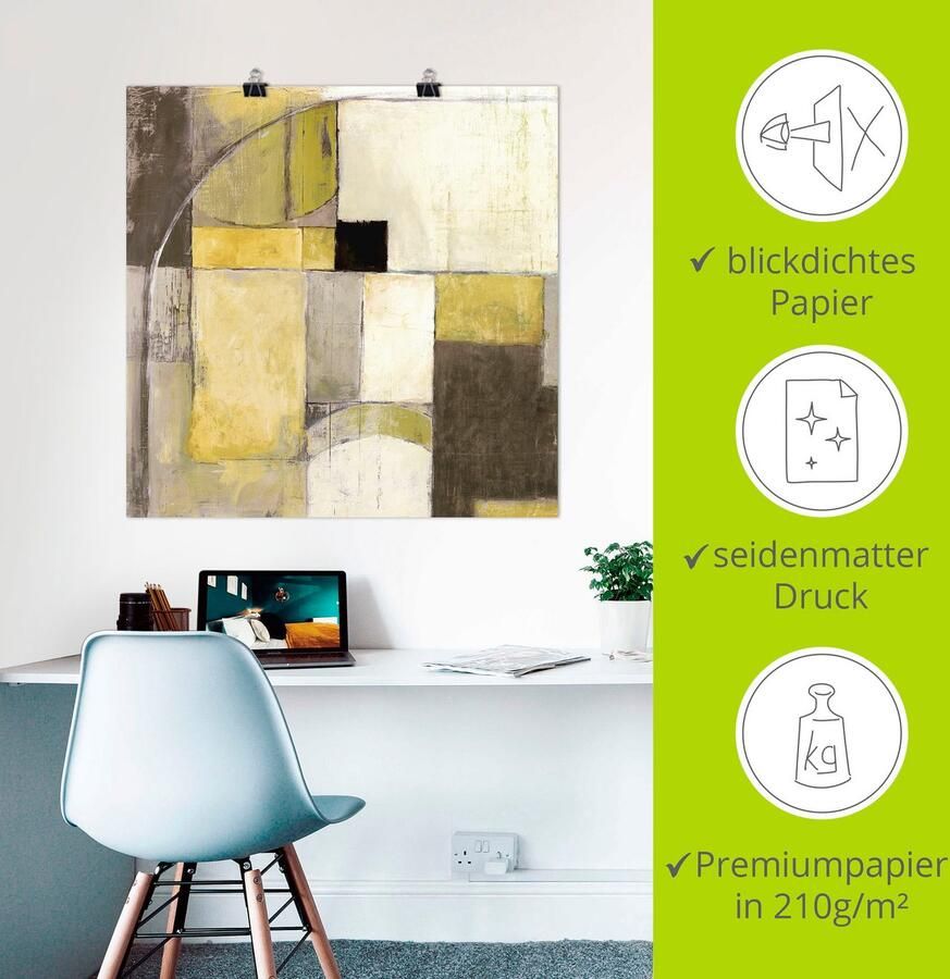 Artland Artprint Geel-grijze overgang als artprint op linnen poster in verschillende formaten maten - Foto 3