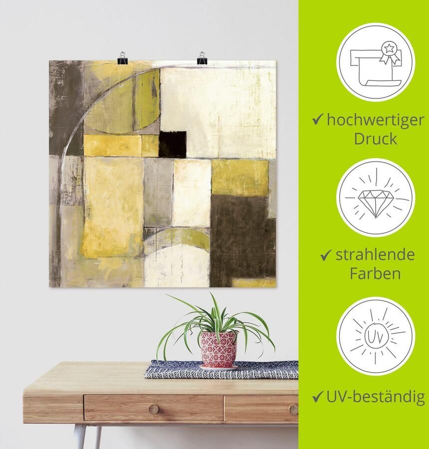 Artland Artprint Geel-grijze overgang als artprint op linnen poster in verschillende formaten maten - Foto 4