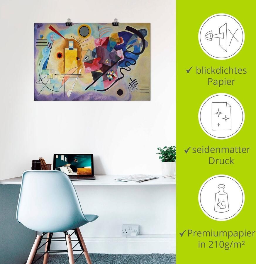 Artland Artprint Geel rood en blauw. 1925 als artprint van aluminium artprint voor buiten poster muursticker in diverse maten formaten - Foto 3