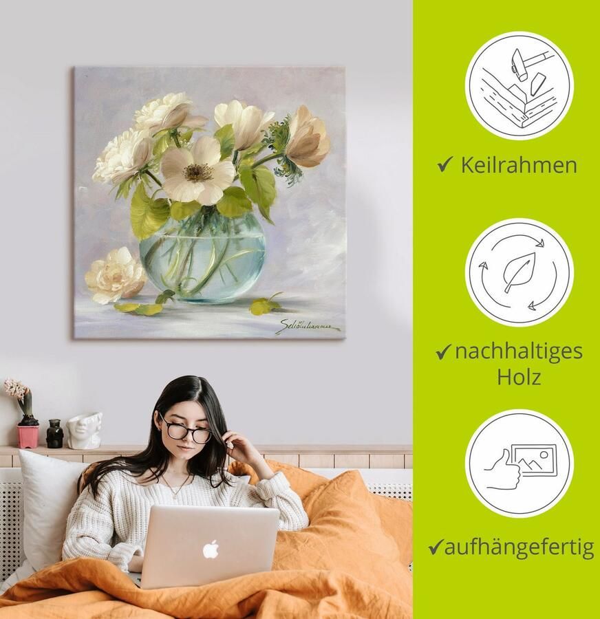 Artland Artprint Gele anemonen als artprint op linnen poster in verschillende formaten maten - Foto 4