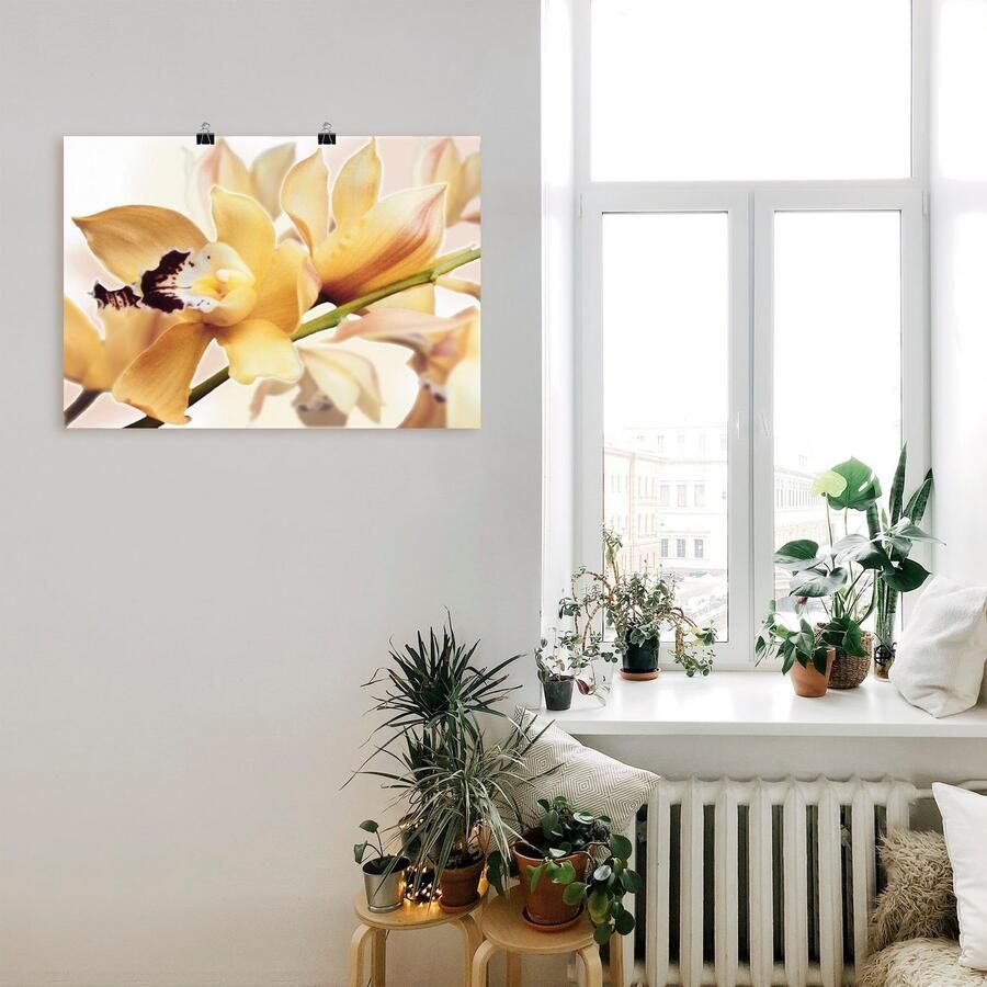 Artland Artprint Gele orchidee als artprint van aluminium artprint voor buiten artprint op linnen poster in verschillende maten. maten