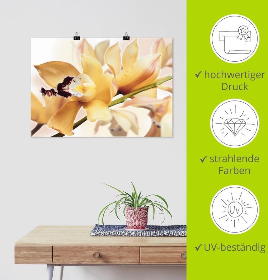 Artland Artprint Gele orchidee als artprint van aluminium artprint voor buiten artprint op linnen poster in verschillende maten. maten - Foto 3