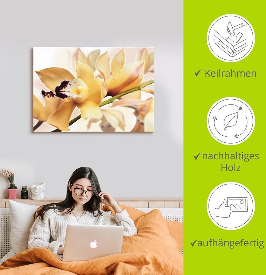 Artland Artprint Gele orchidee als artprint van aluminium artprint voor buiten artprint op linnen poster in verschillende maten. maten - Foto 4