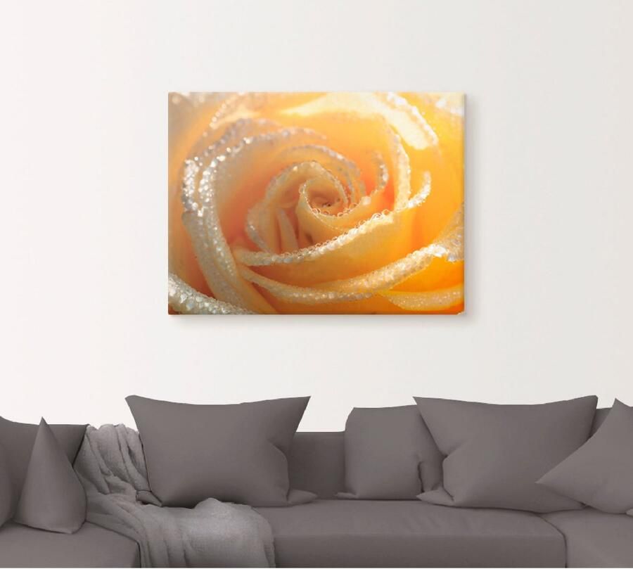 Artland Artprint op linnen Gele roos macro