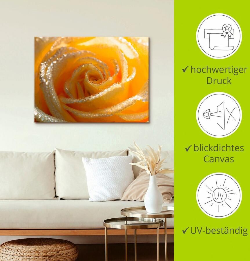 Artland Artprint Gele roos macro als artprint op linnen muursticker in verschillende maten - Foto 2