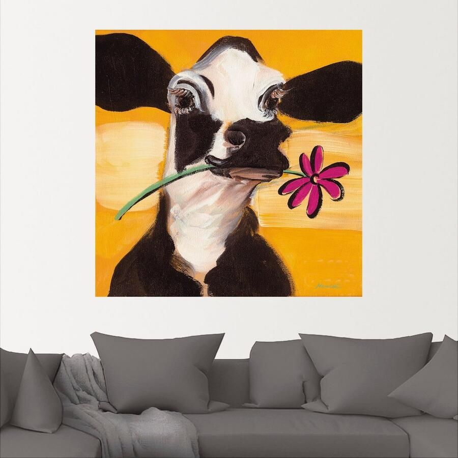 Artland Artprint Gelukkige koe als artprint op linnen poster muursticker in verschillende maten - Foto 2