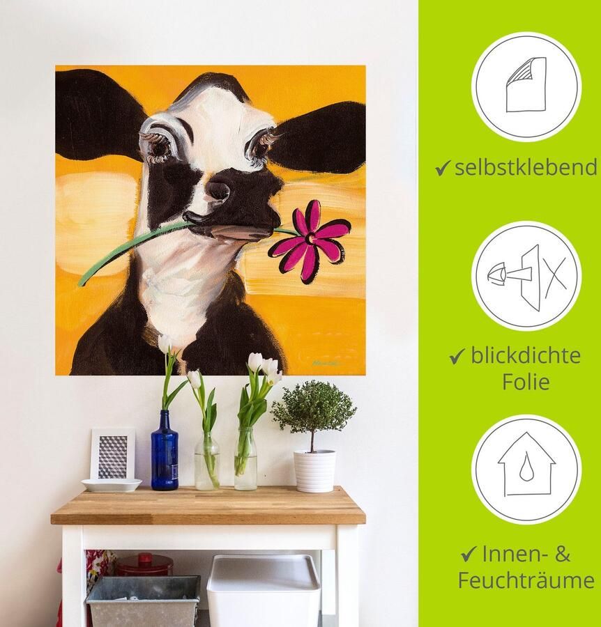 Artland Artprint Gelukkige koe als artprint op linnen poster muursticker in verschillende maten - Foto 4