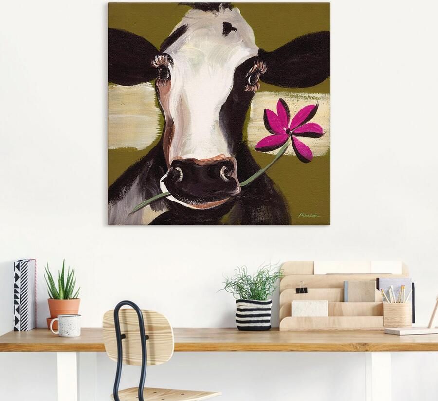 Artland Artprint Gelukkige koe I als artprint op linnen poster in verschillende formaten maten - Foto 3