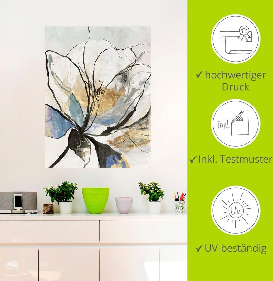 Artland Artprint Geschetst bloemenpatroon I als artprint van aluminium artprint voor buiten artprint op linnen poster muursticker - Foto 2