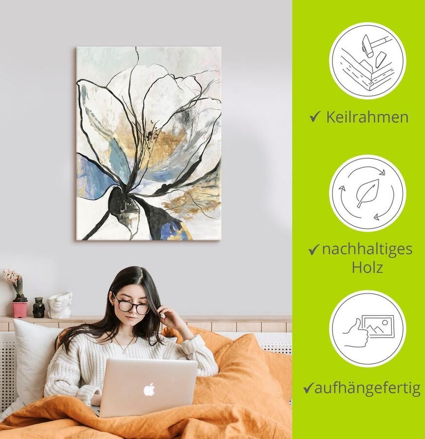 Artland Artprint Geschetst bloemenpatroon I als artprint van aluminium artprint voor buiten artprint op linnen poster muursticker - Foto 2