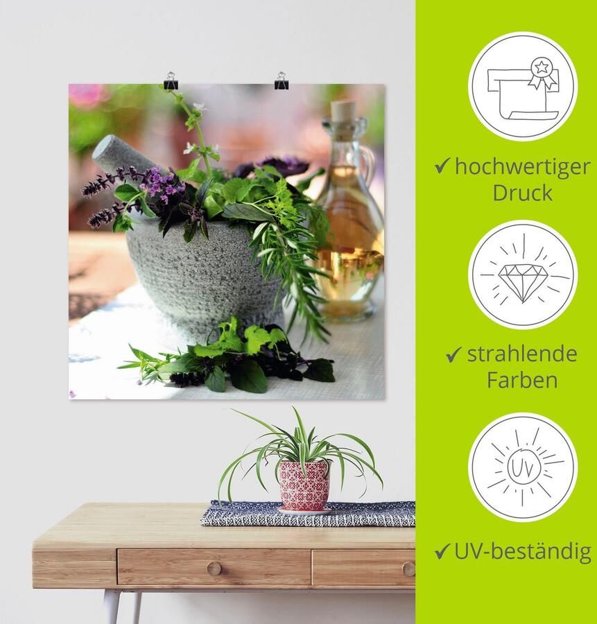 Artland Artprint Gezonde kruidenmix in de vijzel als poster muursticker in verschillende maten - Foto 3
