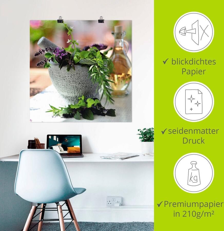 Artland Artprint Gezonde kruidenmix in de vijzel als poster muursticker in verschillende maten - Foto 2