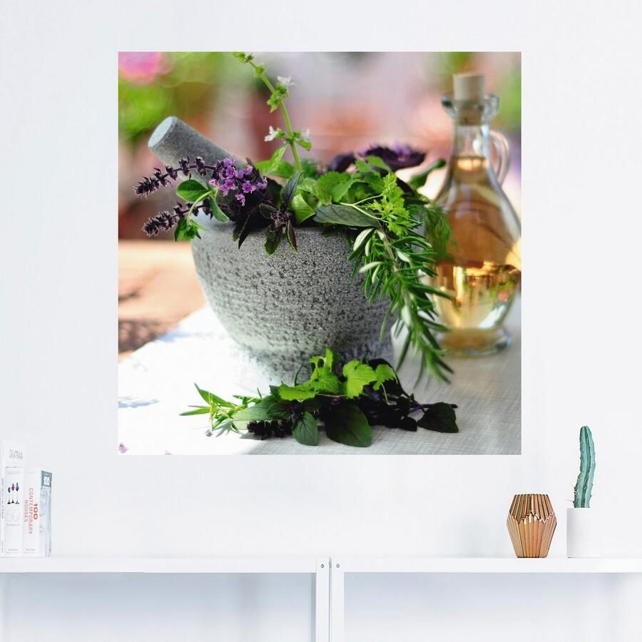 Artland Artprint Gezonde kruidenmix in de vijzel als poster muursticker in verschillende maten - Foto 3
