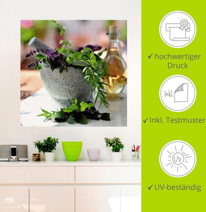 Artland Artprint Gezonde kruidenmix in de vijzel als poster muursticker in verschillende maten - Foto 4