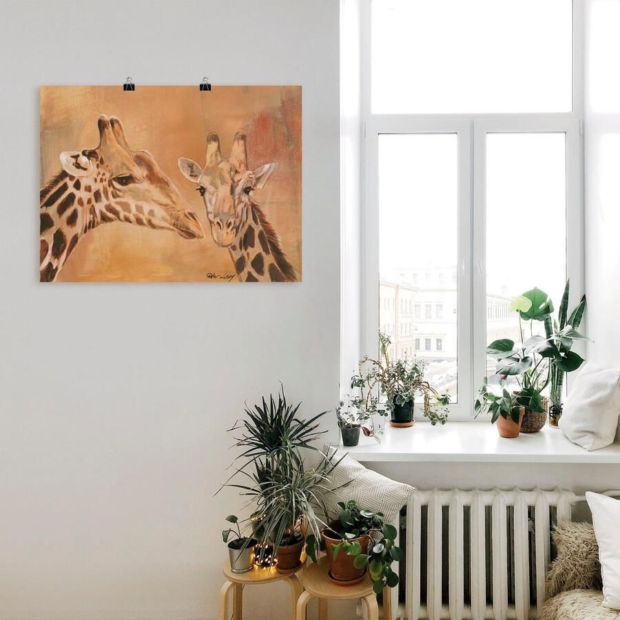 Artland Artprint Giraffen als artprint van aluminium artprint voor buiten artprint op linnen poster in verschillende maten. maten