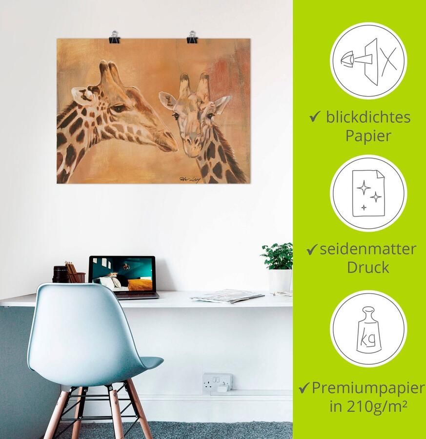 Artland Artprint Giraffen als artprint van aluminium artprint voor buiten artprint op linnen poster in verschillende maten. maten - Foto 2